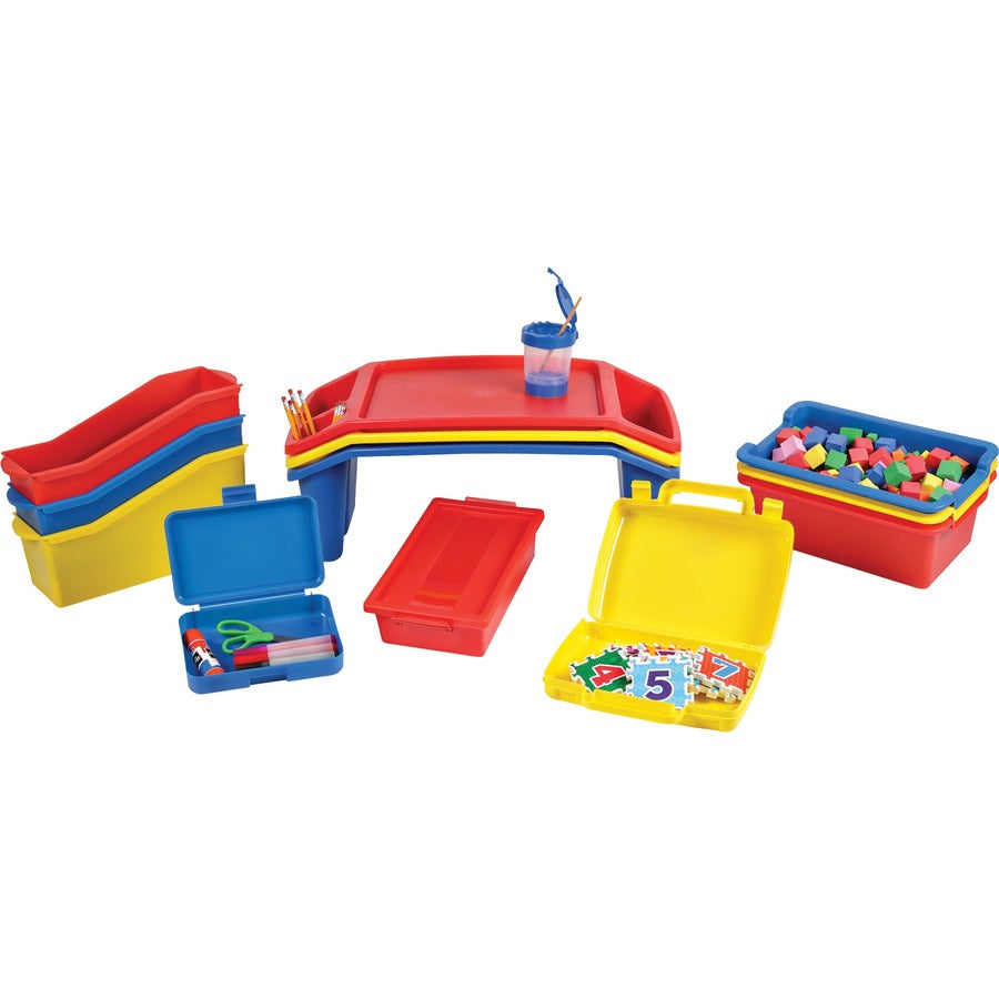 Deflecto Antimicrobial Kids Lap Tray - Supplies, Paper, Book, Pencil, Crayon, Mobile Device, Decoration/Activity - 8.53"Height x 23.35"Width x 12"Depth - Yellow - Polypropylene, Plastic