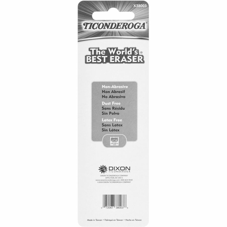 Ticonderoga Retractable Eraser Refills - White - 3 / Pack - Smudge-free, Residue-free, Non-tearing, Latex-free, Retractable, Latex-free, Soft