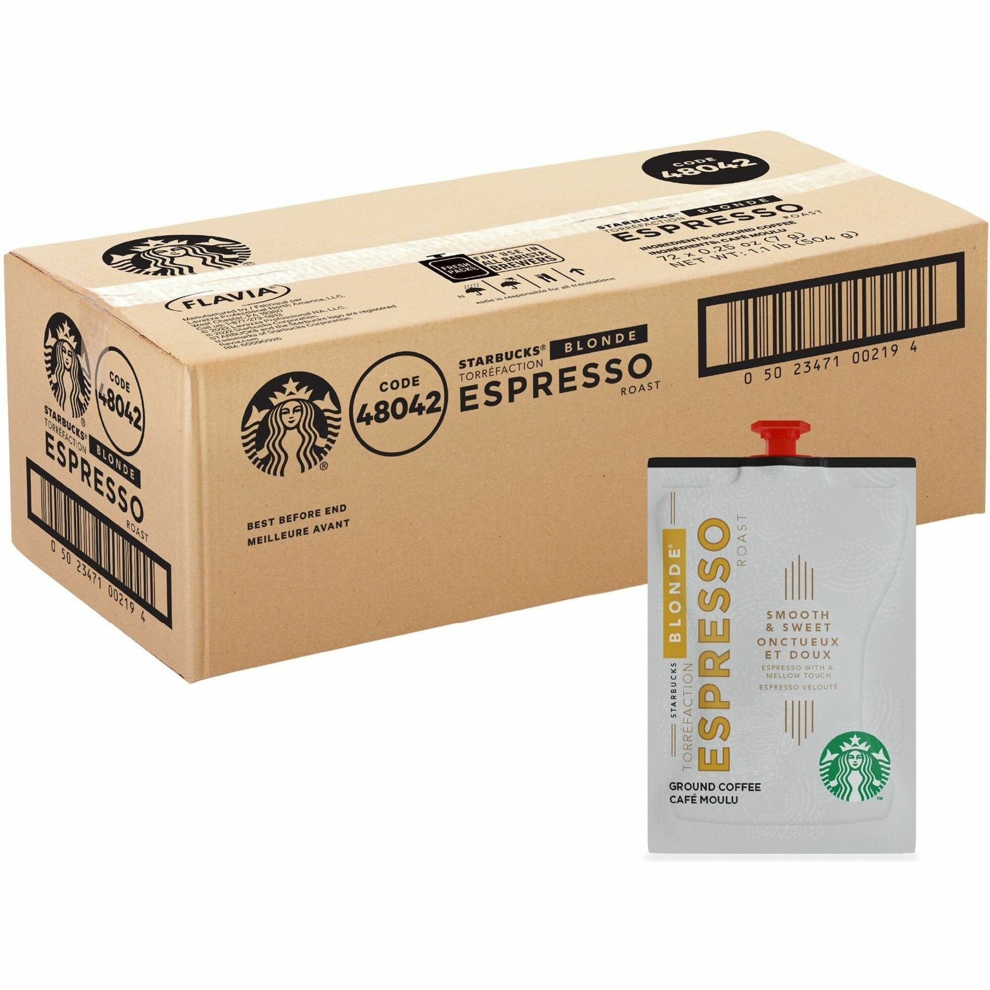 Starbucks Freshpack Espresso Coffee - Compatible with Flavia Barista - Blonde - 72 / Carton - 1