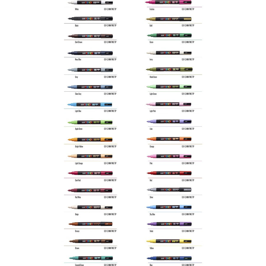 uni Posca PC-3M Paint Markers - Fine Marker Point - Green Water Based, Pigment-based Ink - 6 / Pack