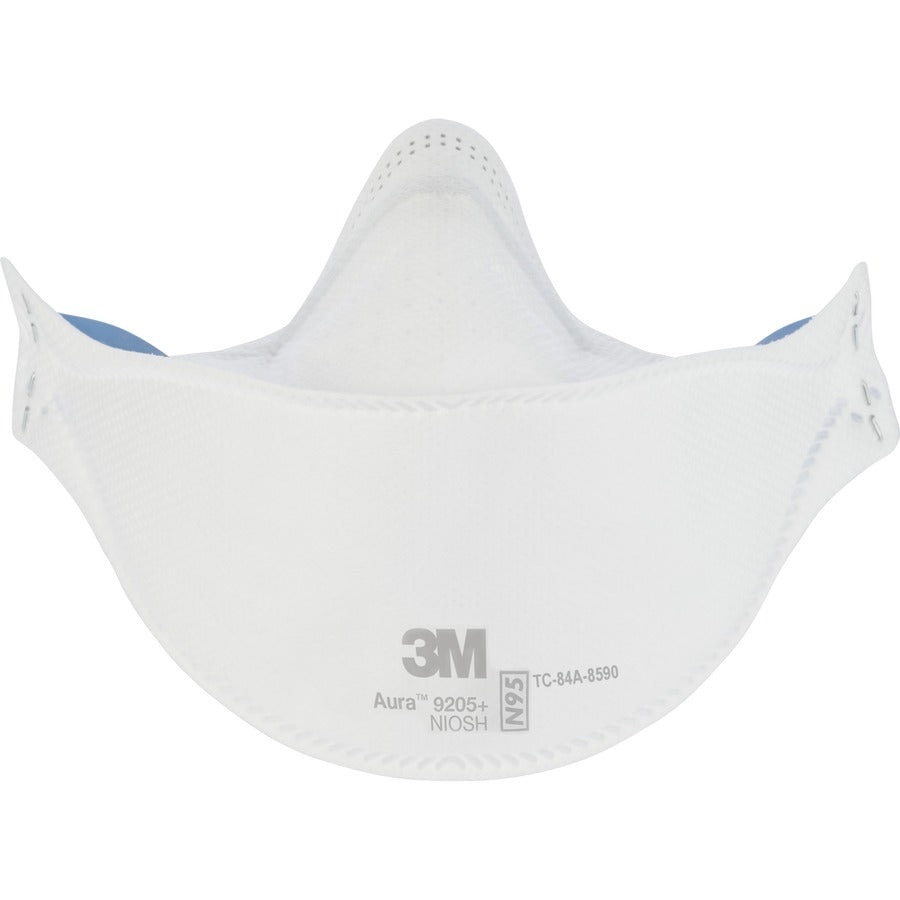 3M Aura N95 Particulate Respirator 9205 - Recommended for: Face - Adult Size - Airborne Particle, Dust, Contaminant, Fog Protection - White - Lightweight, Soft, Comfortable, Adjustable Nose Clip, Disposable, Advanced Electret Media - 10 / Pack