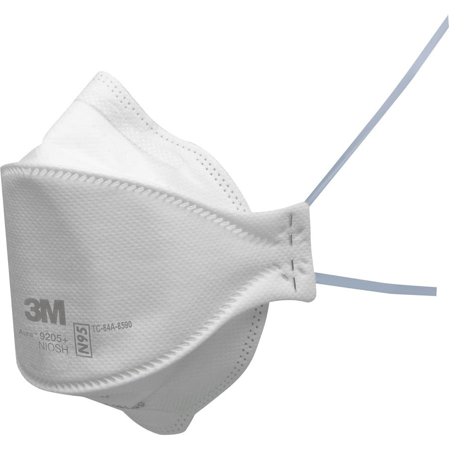 3M Aura N95 Particulate Respirator 9205 - Recommended for: Face - Adult Size - Airborne Particle, Dust, Contaminant, Fog Protection - White - Lightweight, Soft, Comfortable, Adjustable Nose Clip, Disposable, Advanced Electret Media - 10 / Pack