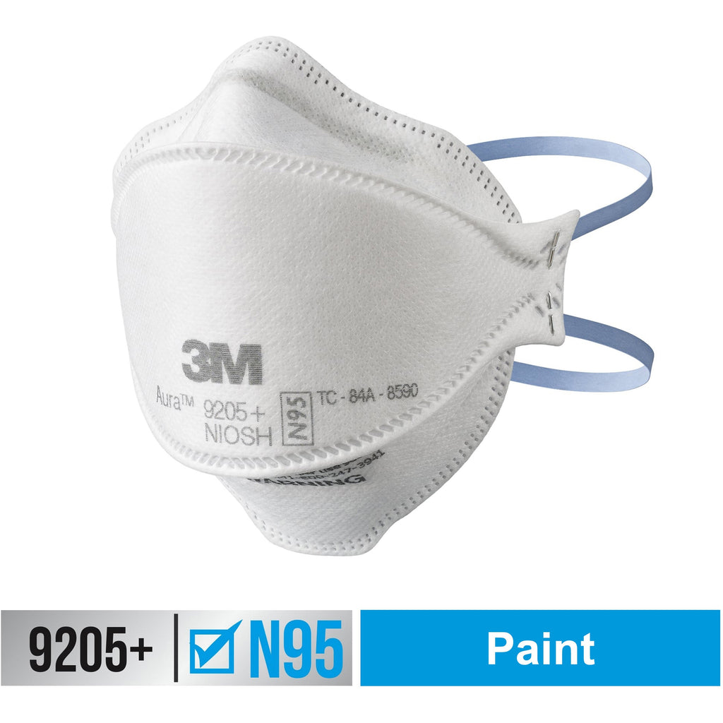 3M Aura N95 Particulate Respirator 9205 - Recommended for: Face - Adult Size - Airborne Particle, Dust, Contaminant, Fog Protection - White - Lightweight, Soft, Comfortable, Adjustable Nose Clip, Disposable, Advanced Electret Media - 10 / Pack