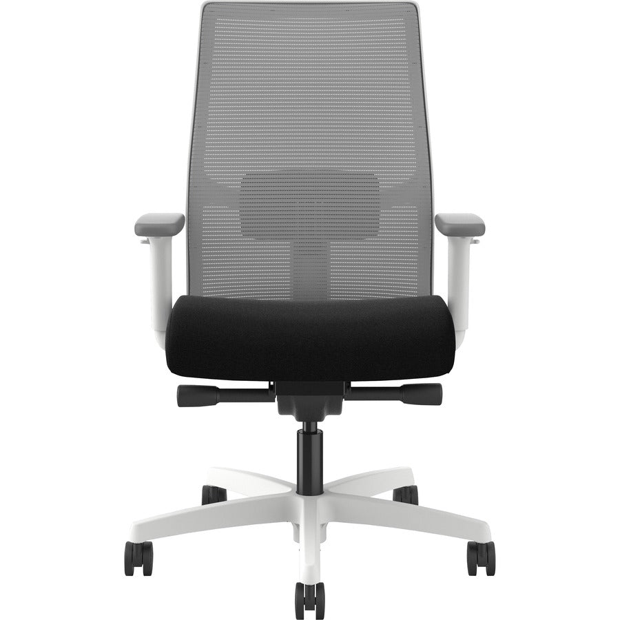 HON Ignition Mid-back Task Chair - Black Seat - Fog Mesh Back - Designer White Frame - Mid Back - 1 Each