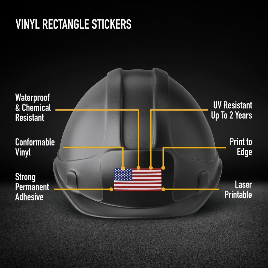 Avery Printable Hard Hat/Helmet Vinyl Stickers - Rectangle Shape - Full-Bleed Design - Printable, Water Proof, Fade Resistant, UV Coated, Permanent Adhesive, Water Resistant, Durable, Chemical Resistant, Abrasion Resistant - 1" Height x 2" Width - 8