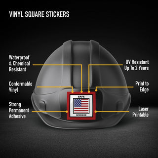 Avery Printable Hard Hat/Helmet Vinyl Stickers - Square Shape - Full-Bleed Design - Printable, Water Proof, Fade Resistant, UV Coated, Permanent Adhesive, Water Resistant, Durable, Chemical Resistant, Abrasion Resistant - 2" Height x 2" Width - - 6