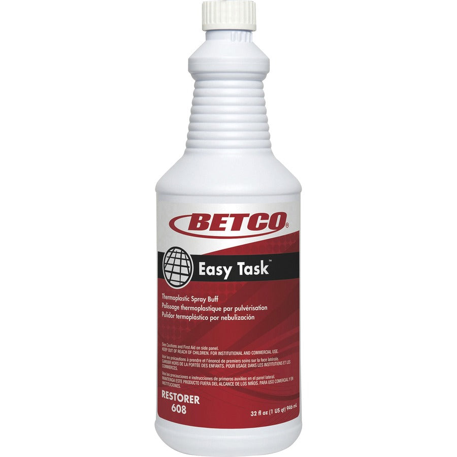 Betco Easy Task Thermoplastic Spray Buff - Ready-To-Use - 32 fl oz (1 quart) - Clean Bouquet Scent - 12 / Carton - Durable, Slip Resistant, Versatile - Green, Milky Green, Clear