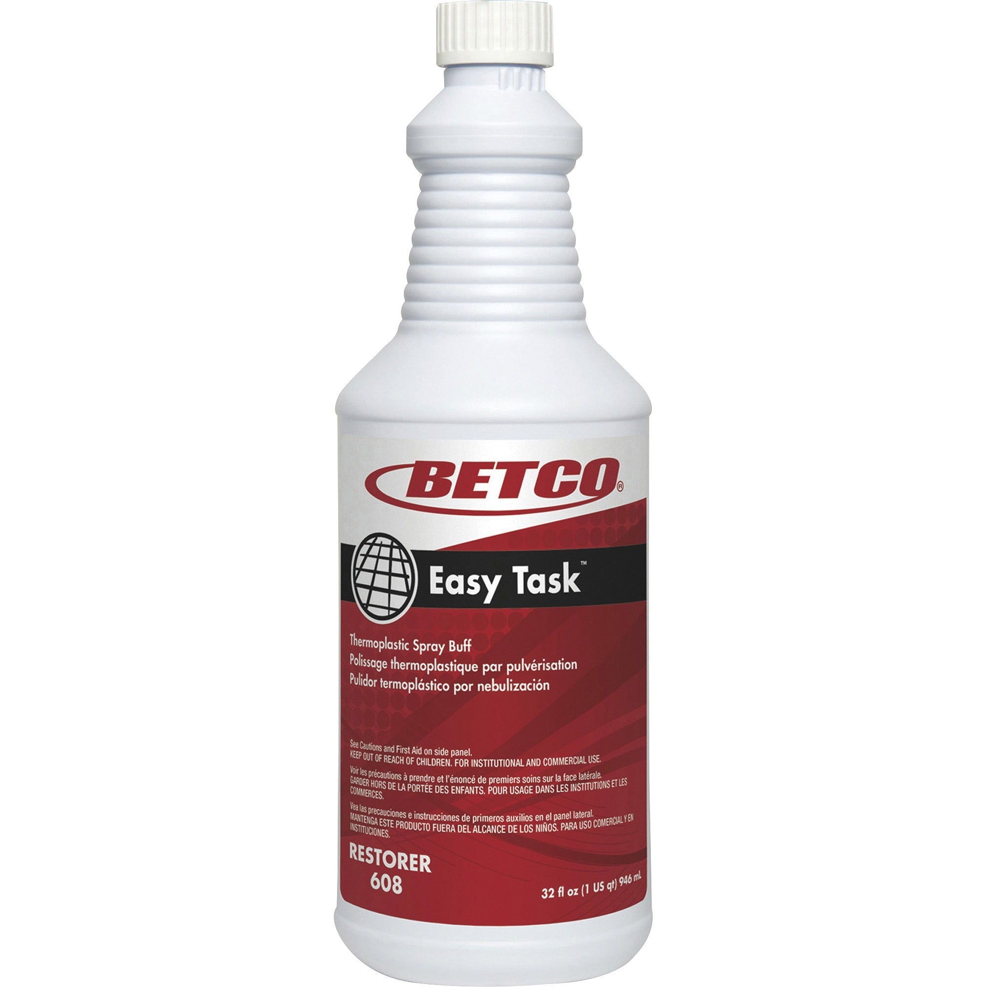Betco Easy Task Thermoplastic Spray Buff - Ready-To-Use - 32 fl oz (1 quart) - Clean Bouquet Scent - 12 / Carton - Durable, Slip Resistant, Versatile - Green, Milky Green, Clear - 2