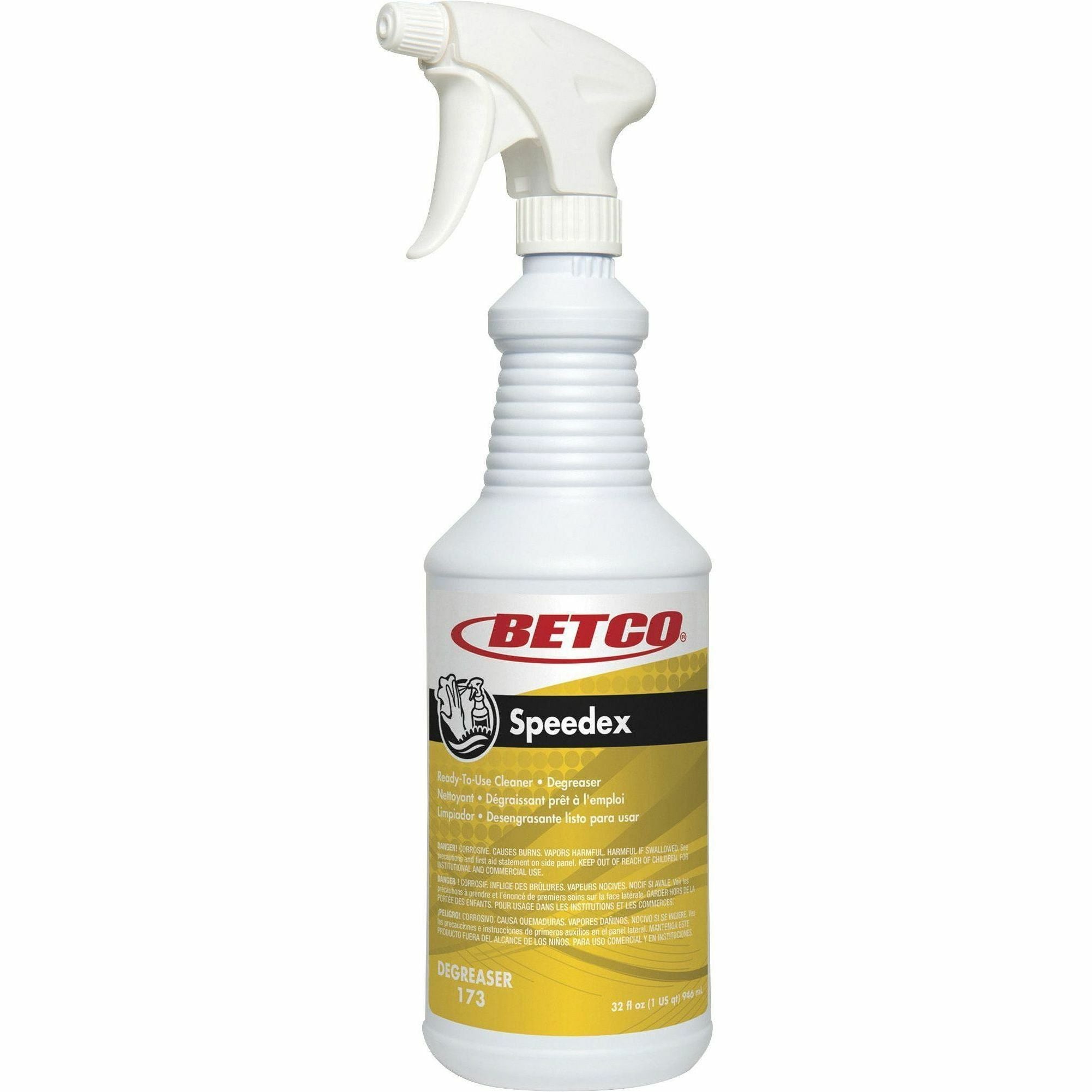 Betco Speedex Heavy Duty Cleaner/Degreaser - Ready-To-Use - 32 fl oz (1 quart) - Mint Scent - 12 / Carton - Fast Acting, Heavy Duty, Residue-free, Streak-free, Deodorize - Green - 2