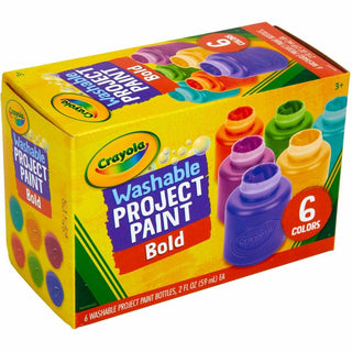 Crayola Washable Project Paint - 6 / Pack - Yellow, Green, Yellow Orange, Red Orange, Fuchsia, Blue, Violet, Teal