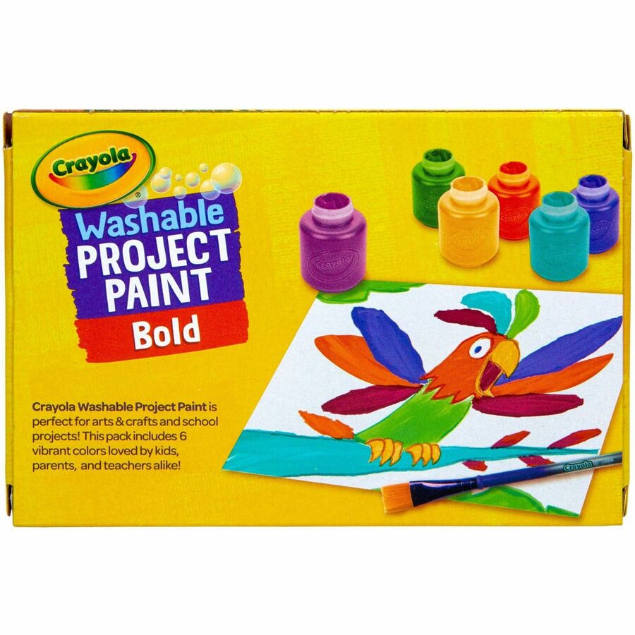Crayola Washable Project Paint - 6 / Pack - Yellow, Green, Yellow Orange, Red Orange, Fuchsia, Blue, Violet, Teal