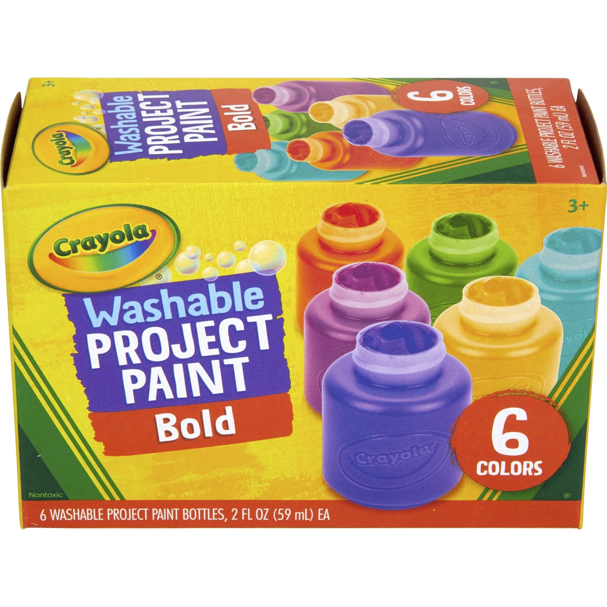 crayola-washable-project-paint-6-pack-yellow-green-yellow-orange-red-orange-fuchsia-blue-violet-teal_cyo542403 - 1