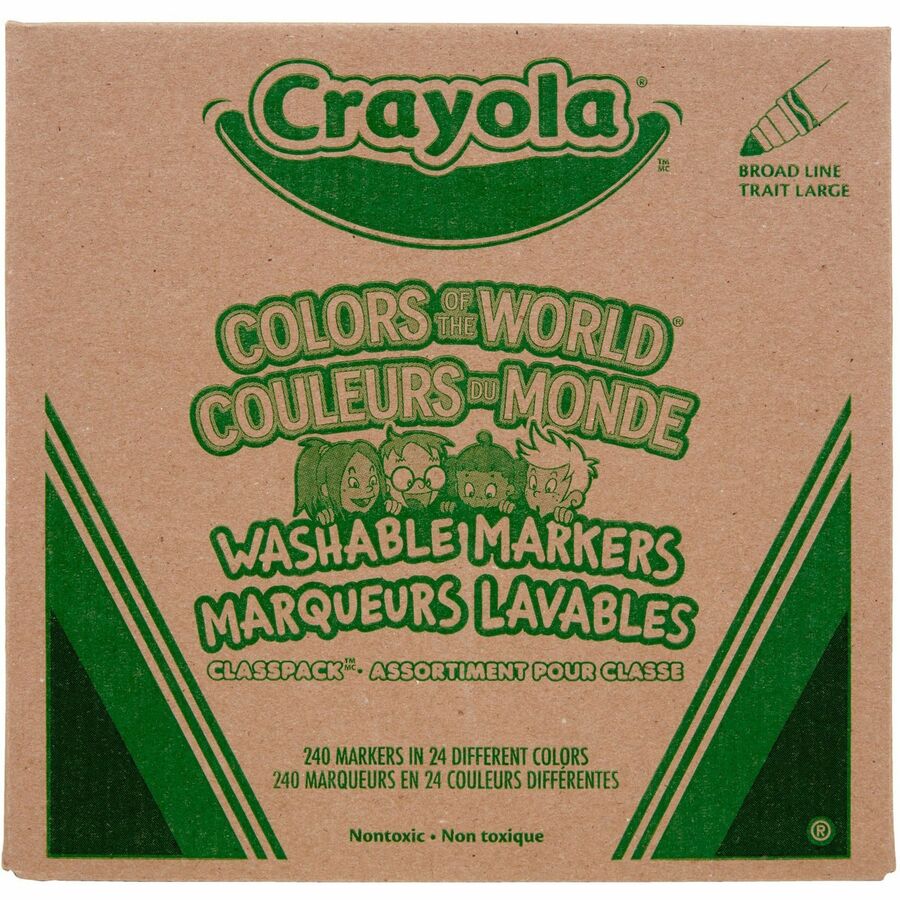 Colors of the World Washable Markers Classpack, Broad Bullet Tip, Assorted Colors, 240/Pack
