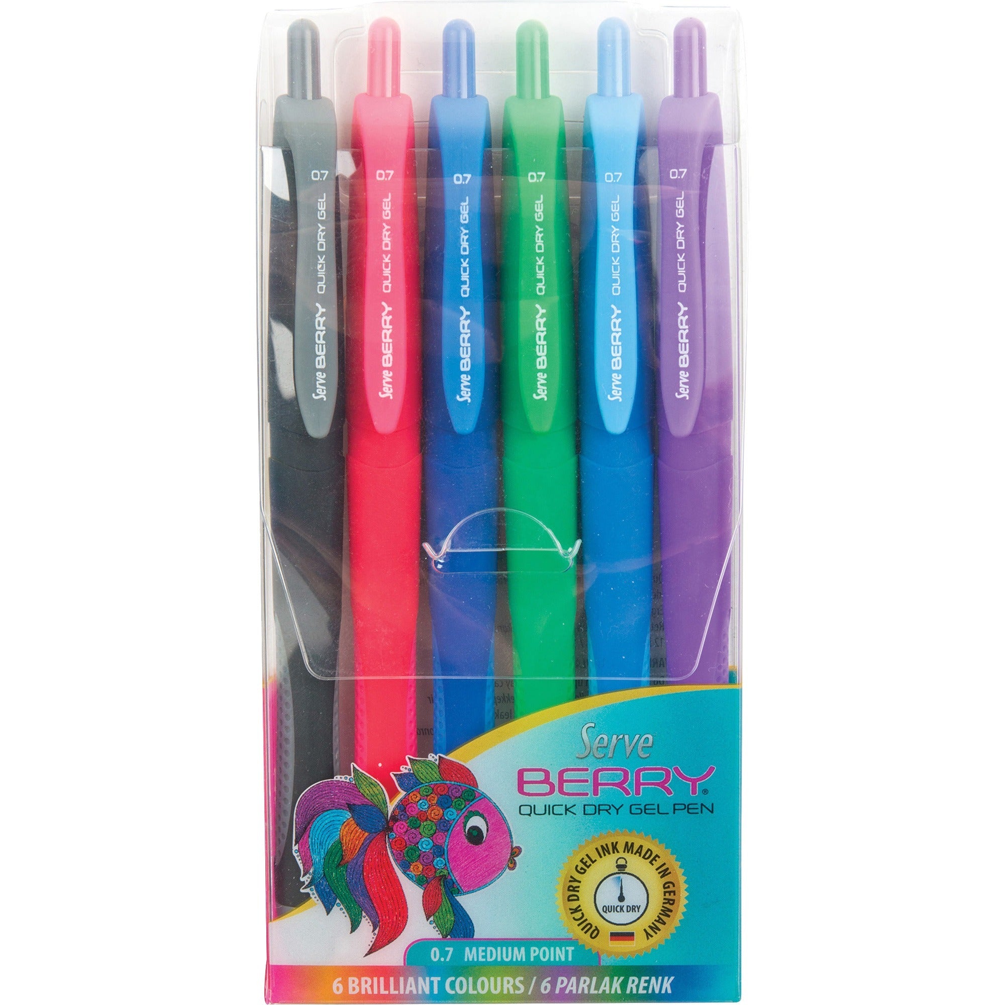 so-mine-serve-berry-quick-dry-retract-gel-ink-pen-medium-pen-point-07-mm-pen-point-size-retractable-black-blue-red-dark-blue-purple-green-gel-based-ink-black-blue-red-dark-blue-purple-green-barrel_srvbrgel07b6kra - 1
