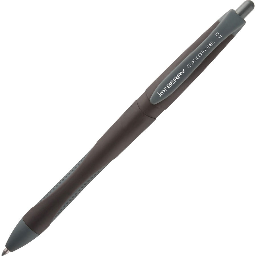 so-mine-serve-berry-quick-dry-retract-gel-ink-pen-medium-pen-point-07-mm-pen-point-size-retractable-black-blue-red-dark-blue-purple-green-gel-based-ink-black-blue-red-dark-blue-purple-green-barrel_srvbrgel07b6kra - 2