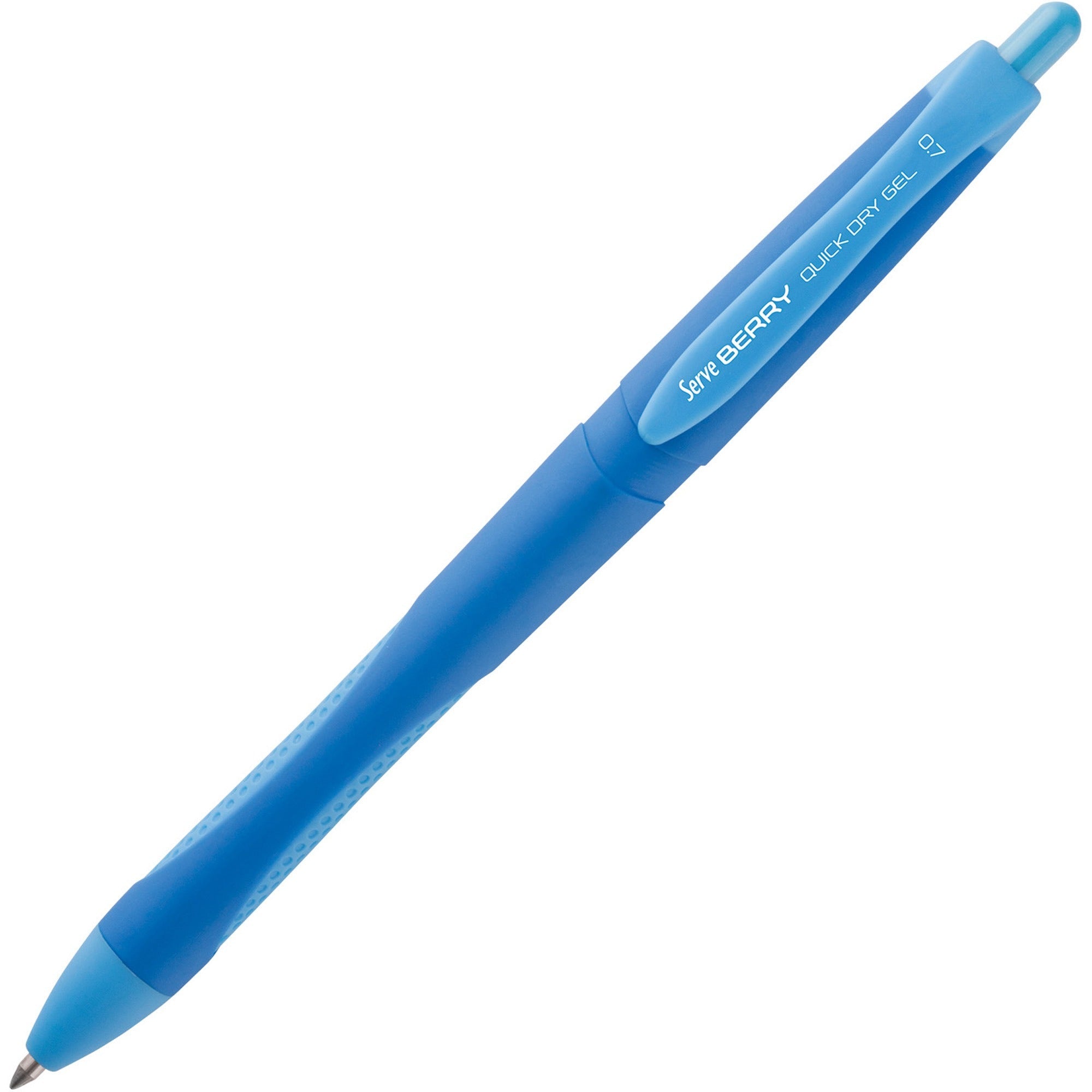 serve-berry-quick-dry-gel-ink-pen-medium-pen-point-07-mm-pen-point-size-retractable-blue-gel-based-ink-blue-barrel-1-each_srvbrgel0712mv - 1