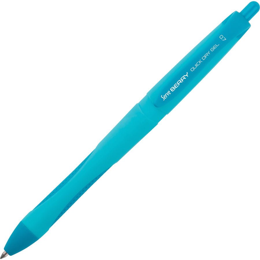 So-Mine Serve Berry Quick Dry Retract Gel Ink Pen - Medium Pen Point - 0.7 mm Pen Point Size - Retractable - Orange, Red, Pink, Turquoise, Lilac, Light Green Gel-based Ink - Orange, Red, Pink, Turquoise, Lilac, Light Green Barrel