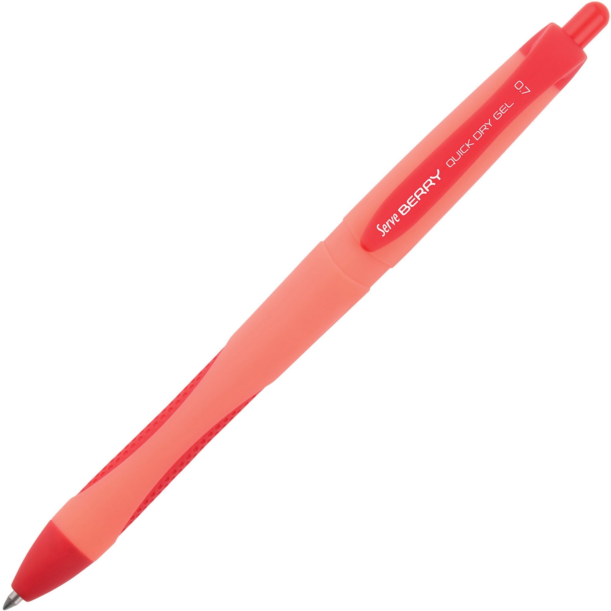 serve-berry-quick-dry-gel-ink-pen-medium-pen-point-07-mm-pen-point-size-retractable-red-gel-based-ink-red-barrel-1-each_srvbrgel0712krm - 1