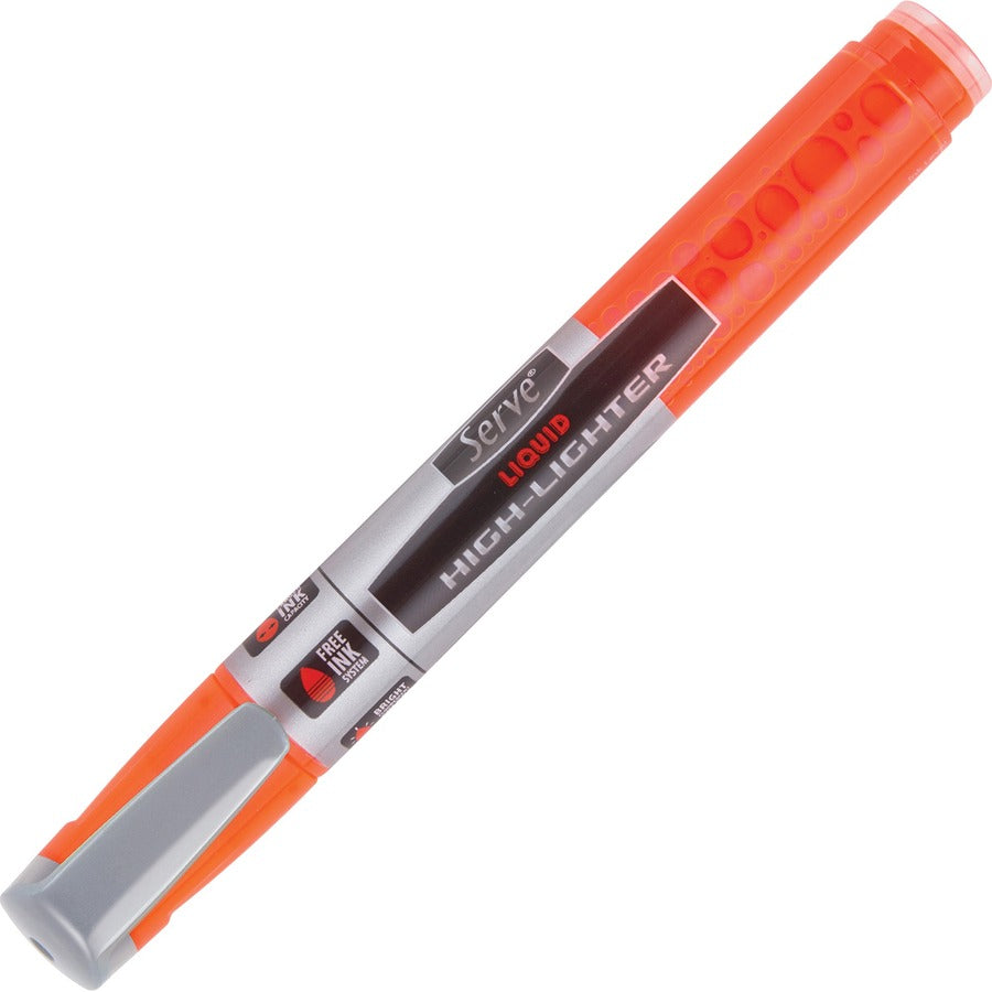 Serve Jumbo Liquid Highlighters - Chisel Marker Point Style - Fluorescent Assorted Pigment-based, Liquid Ink - 4 / Set
