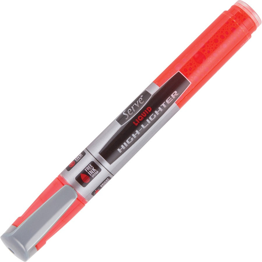 Serve Jumbo Liquid Highlighters - Chisel Marker Point Style - Fluorescent Assorted Pigment-based, Liquid Ink - 4 / Set