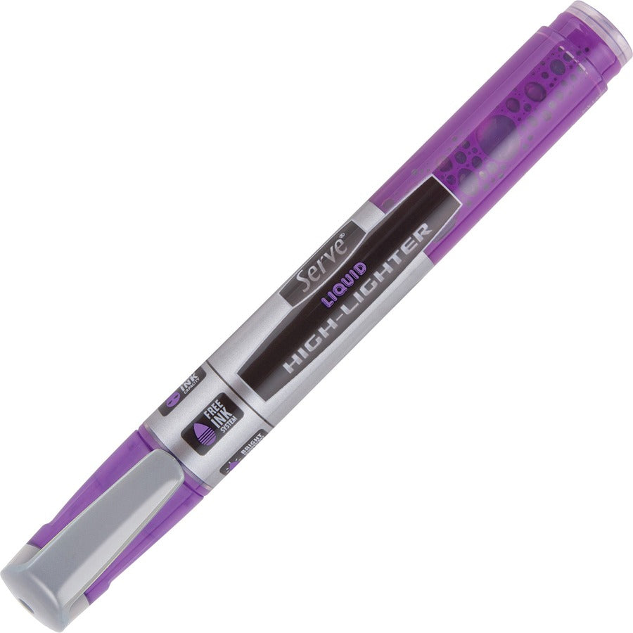 Serve Jumbo Liquid Highlighters - Chisel Marker Point Style - Fluorescent Assorted Pigment-based, Liquid Ink - 4 / Set