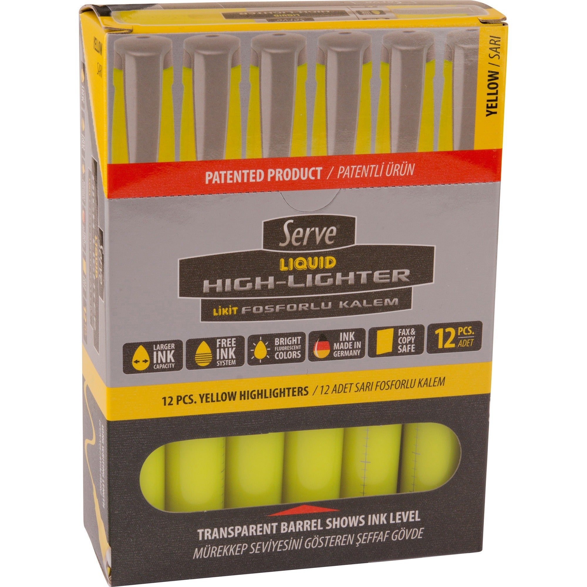 so-mine-serve-jumbo-liquid-highlighter-chisel-marker-point-style-fluorescent-yellow-pigment-based-liquid-ink-1-each_srvlktf12kts - 1