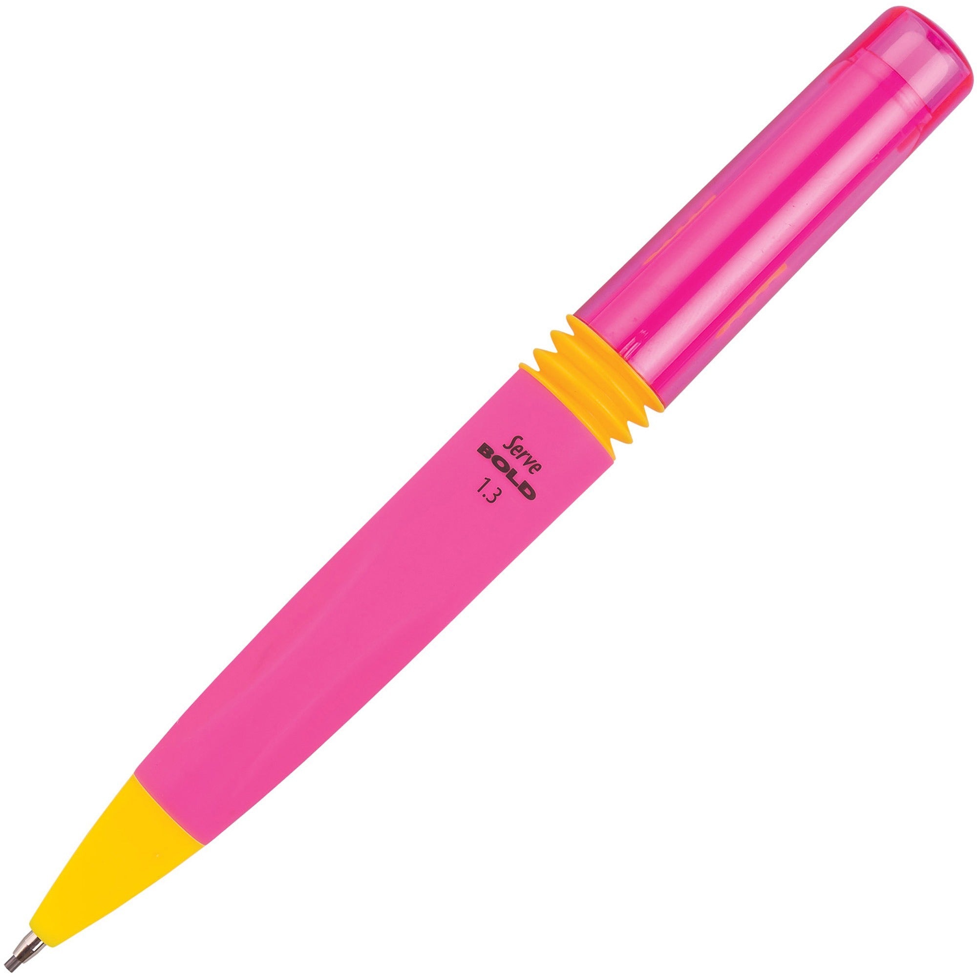 serve-bold-mechanical-pencil-13-mm-lead-diameter-bold-point-black-lead-pink-plastic-barrel-1-each_srvbd13k12p - 1