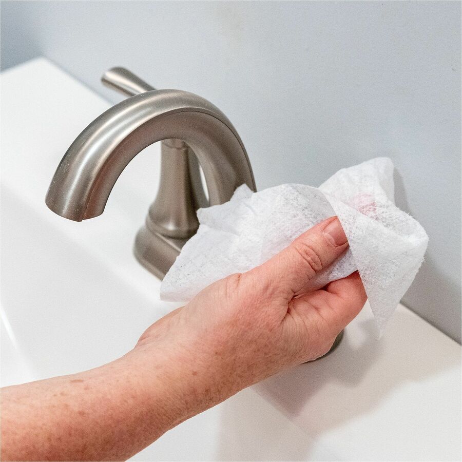 Genuine Joe Disinfecting Wipes - Ready-To-Use - Fresh Citrus Scent - 8" Length x 7" Width - 75 / Tub - 6 / Carton - Pre-moistened, Strong, Absorbent - White