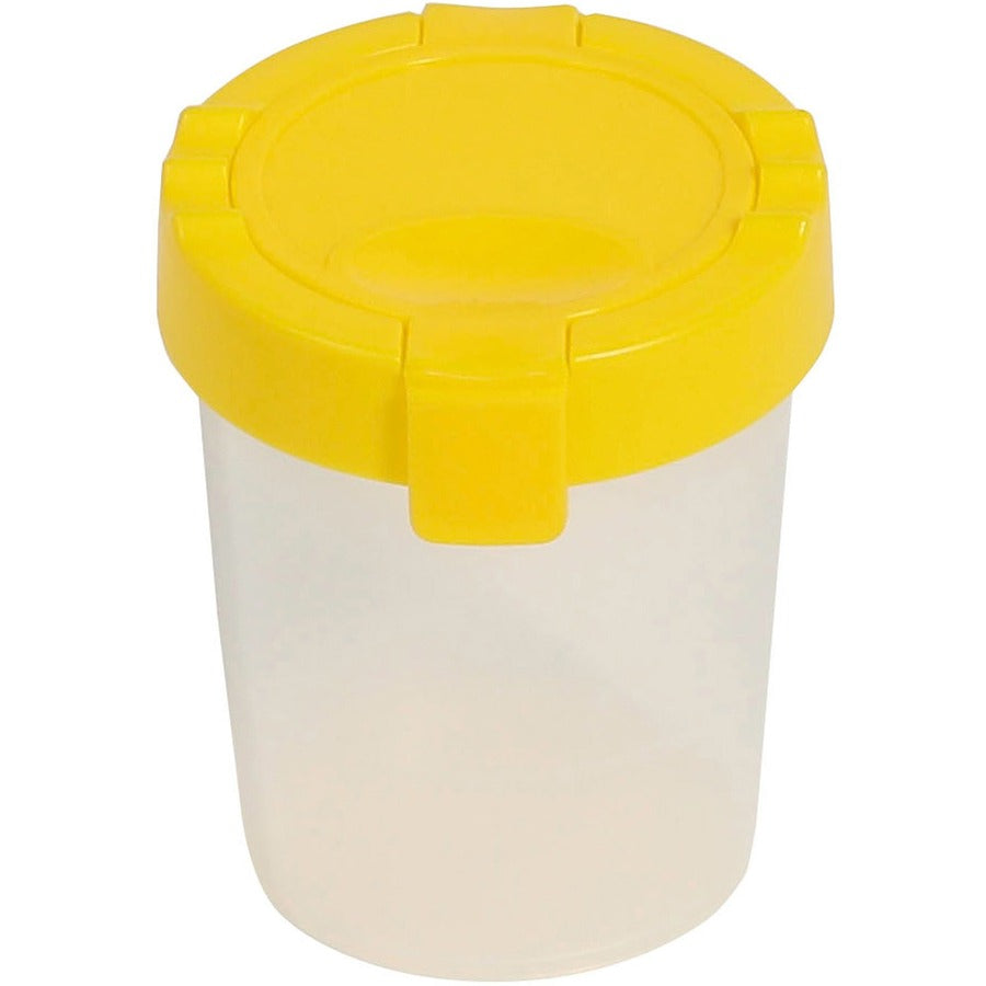 Deflecto Antimicrobial Kids No Spill Paint Cup Yellow - Paint, Brush - 3.93"Height x 3.46"Width x 3.93"Depth - 1 Each - Yellow - Plastic, Polypropylene