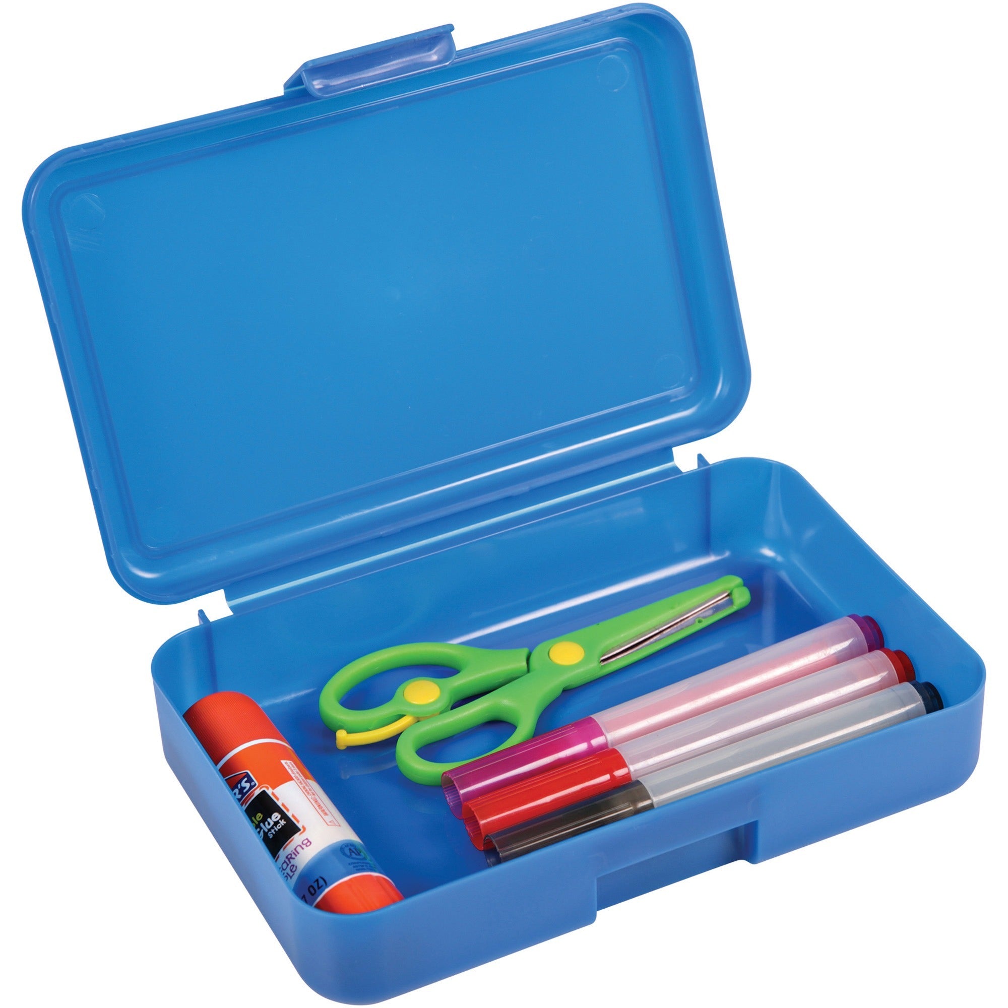deflecto-antimicrobial-pencil-box-blue-external-dimensions-54-width-x-8-depth-x-2-height-snap-closure-plastic-blue-for-pencil-marker-supplies_def39504blu - 1