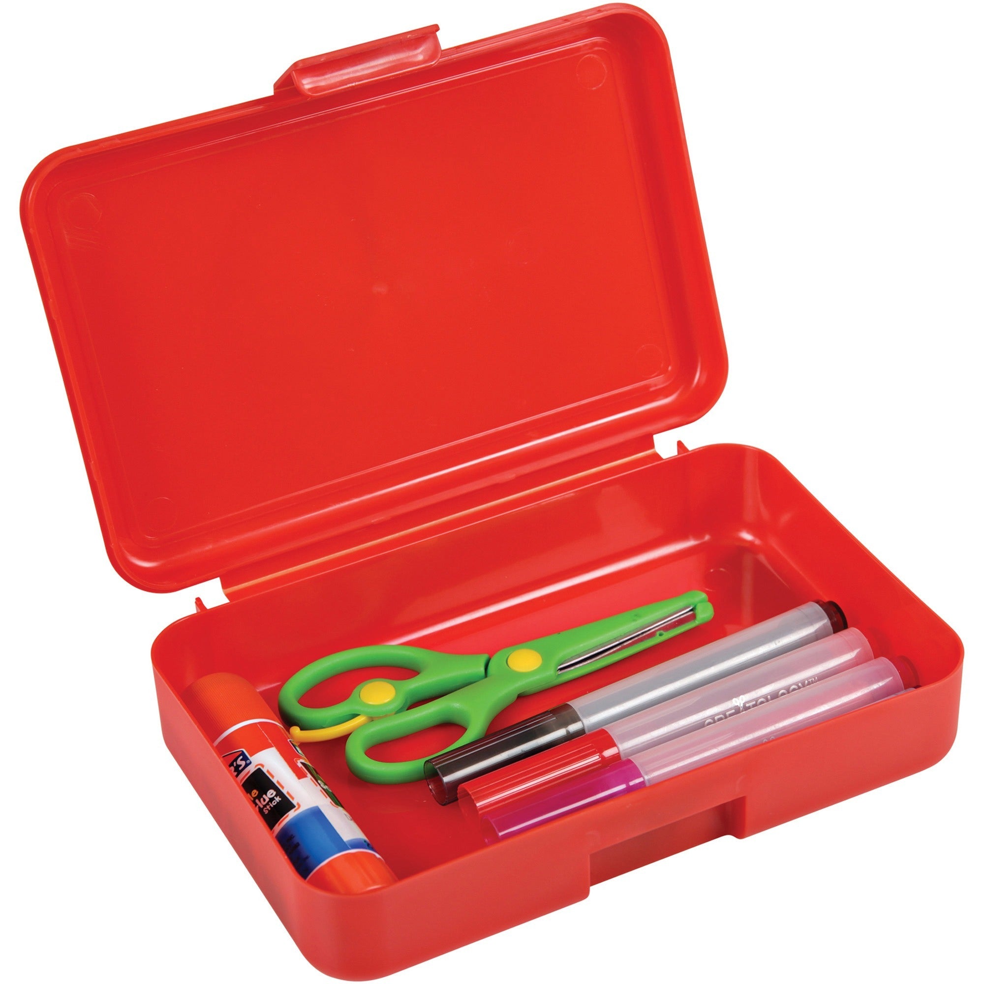deflecto-antimicrobial-pencil-box-red-external-dimensions-54-width-x-8-depth-x-2-height-snap-closure-plastic-red-for-pencil-marker-supplies_def39504red - 1