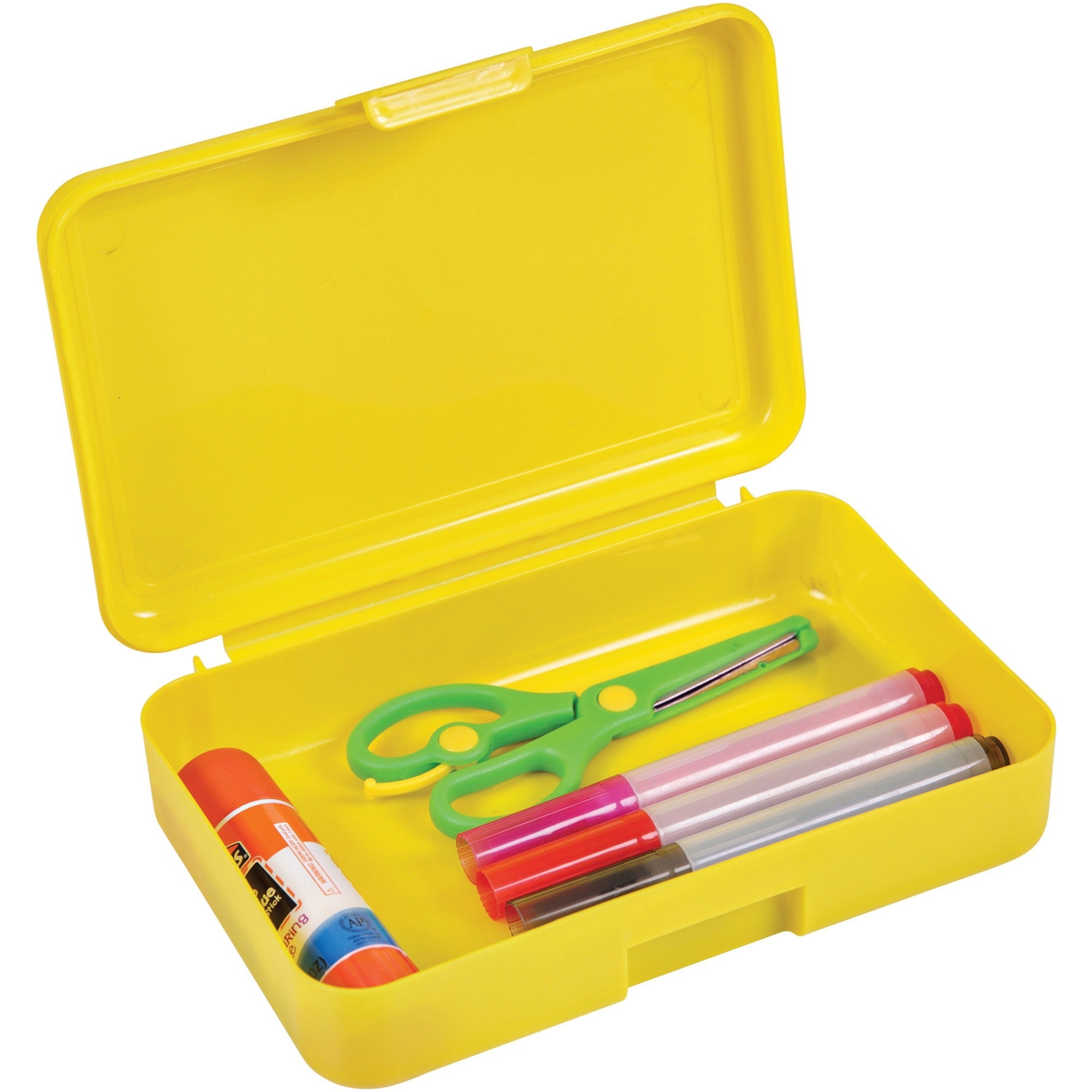 deflecto-antimicrobial-pencil-box-yellow-external-dimensions-54-width-x-8-depth-x-2-height-snap-closure-plastic-yellow-for-pencil-marker-supplies_def39504yel - 1