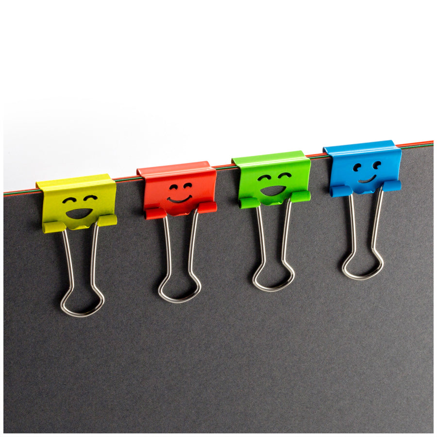 officemate-smiling-faces-binder-clips-small-29-length-x-08-width-038-size-capacity-foldable-removable-handle-42-bag-green-red-white-yellow_oic31090 - 2