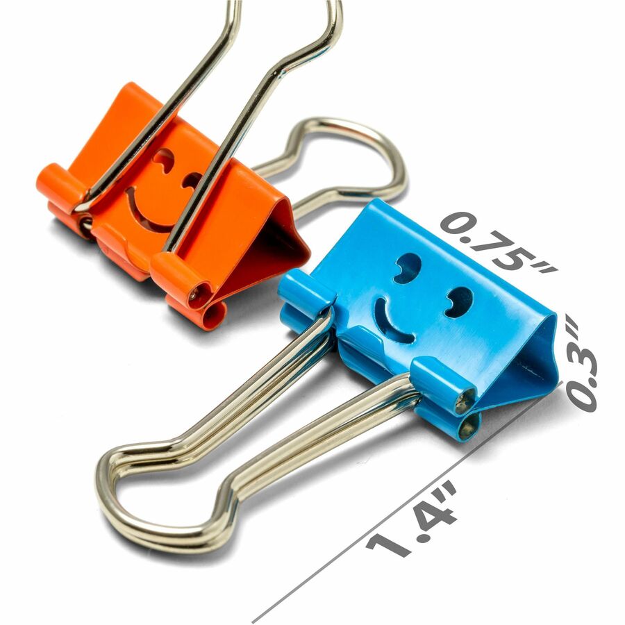 officemate-smiling-faces-binder-clips-small-29-length-x-08-width-038-size-capacity-foldable-removable-handle-42-bag-green-red-white-yellow_oic31090 - 3