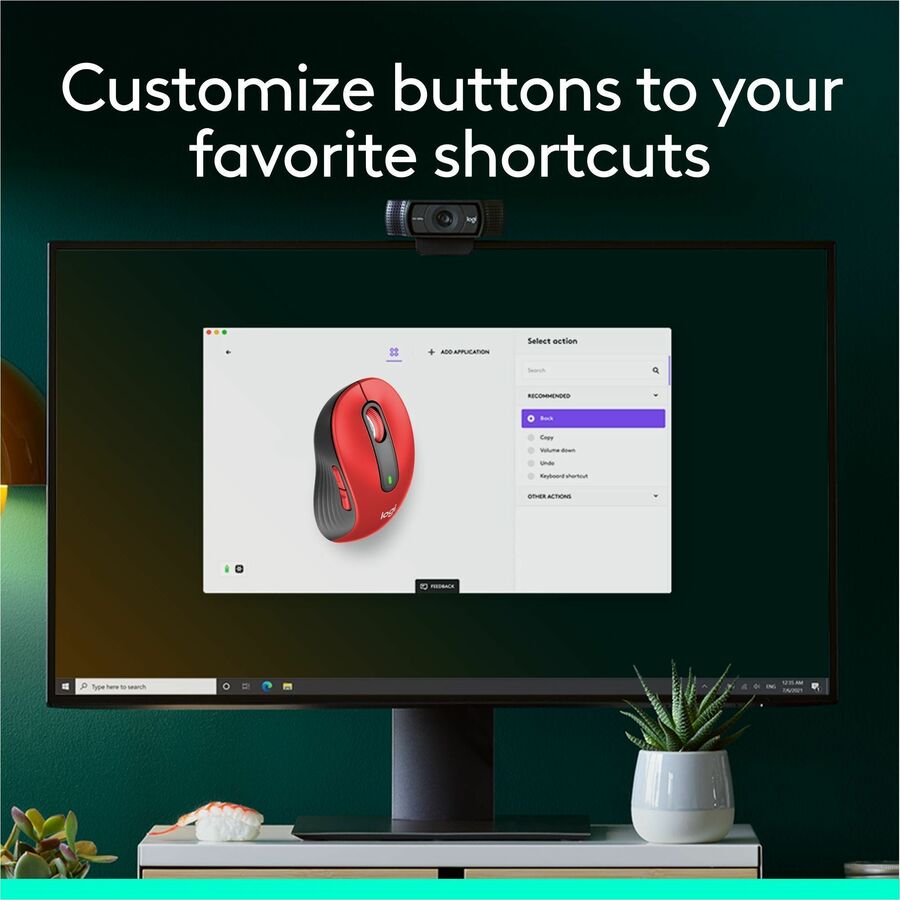 Signature M650 Wireless Mouse, Large, 2.4 GHz Frequency, 33 ft Wireless Range, Right Hand Use, Red
