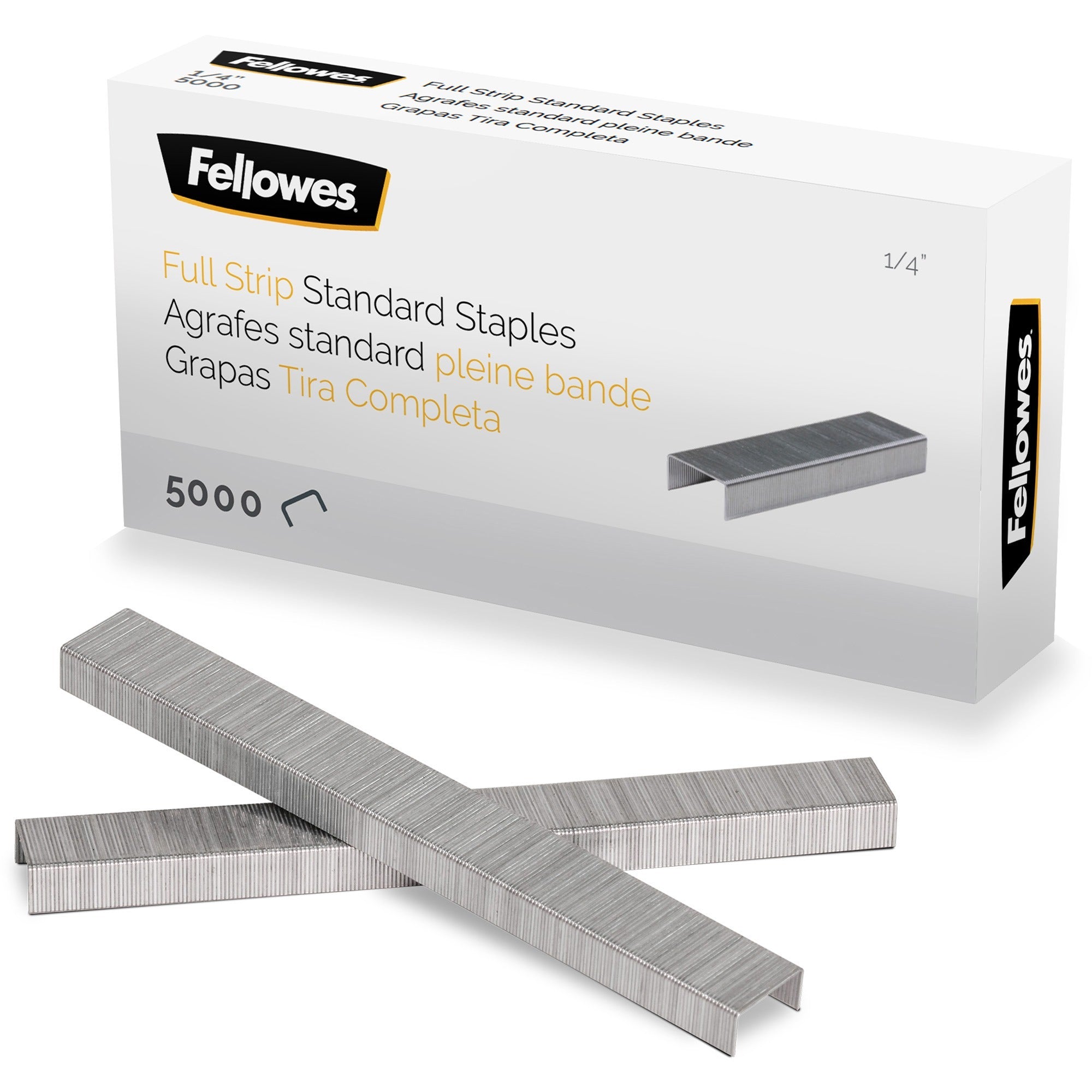 Fellowes " Full Strip of Staples 5000pk - 1/4" - for Paper - Silver1 Each