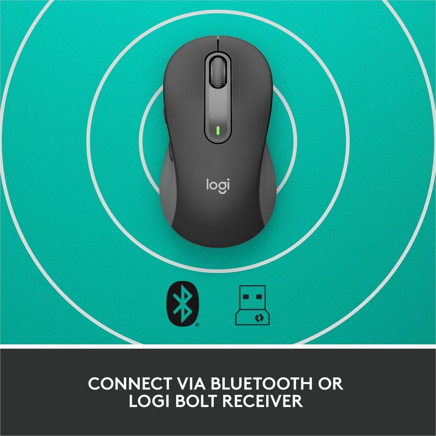 Signature M650 for Business Wireless Mouse, Large, 2.4 GHz Frequency, 33 ft Wireless Range, Right Hand Use, Graphite