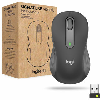 Signature M650 for Business Wireless Mouse, Large, 2.4 GHz Frequency, 33 ft Wireless Range, Right Hand Use, Graphite