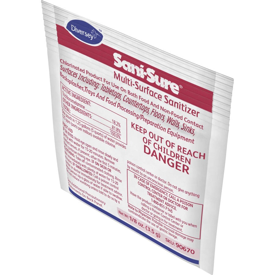 Sani-Sure Multi-Surface Sanitizer - 0.13 oz (0.01 lb) - Chlorine Scent - 100 / Carton - Odorless - Yellow