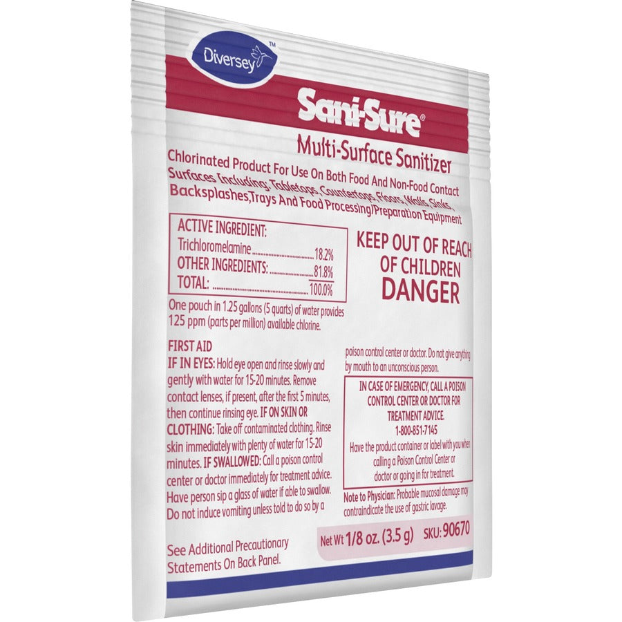 Sani-Sure Multi-Surface Sanitizer - 0.13 oz (0.01 lb) - Chlorine Scent - 100 / Carton - Odorless - Yellow