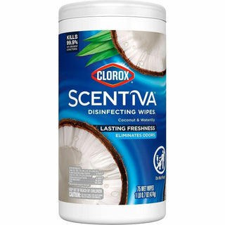 Clorox Scentiva Wipes, Bleach Free Cleaning Wipes - Ready-To-Use - Pacific Breeze & Coconut Scent - 75 / Canister - 1 Each - Bleach-free, Disinfectant, Deodorize - White