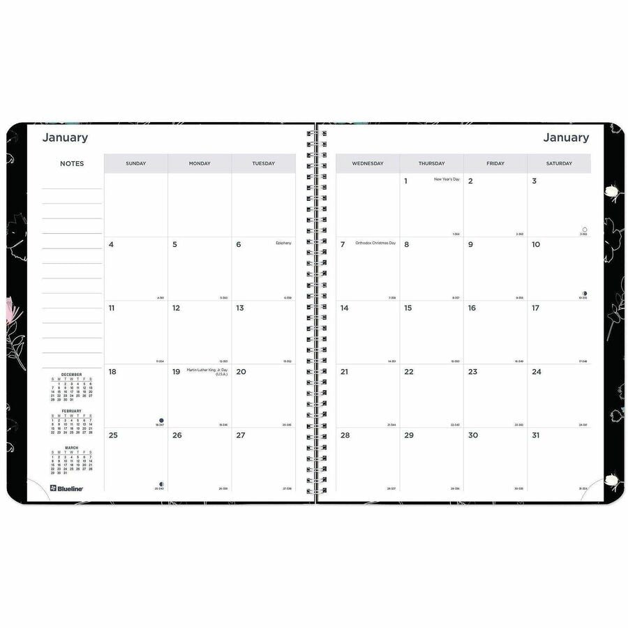 Monthly 14-Month Planner, Floral Watercolor Artwork, 11 x 8.5, Multicolor Cover, 14-Month (Dec to Jan): 2023 to 2025