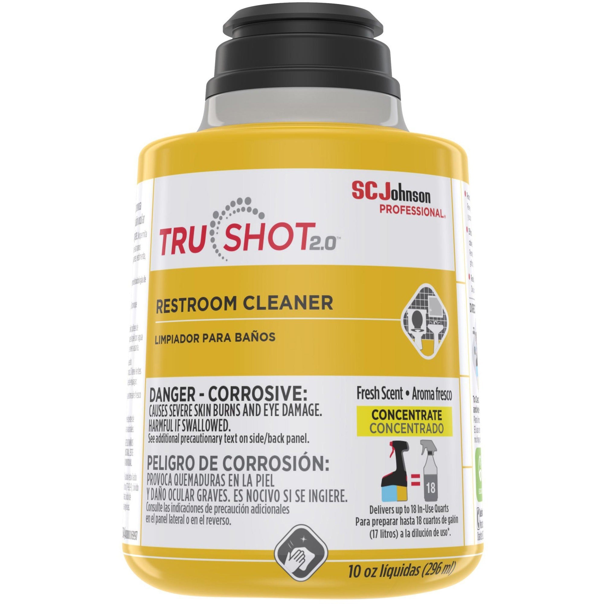 TruShot 2.0 Restroom Cleaner, Clean Fresh Scent, 10 oz Cartridge, 4/Carton