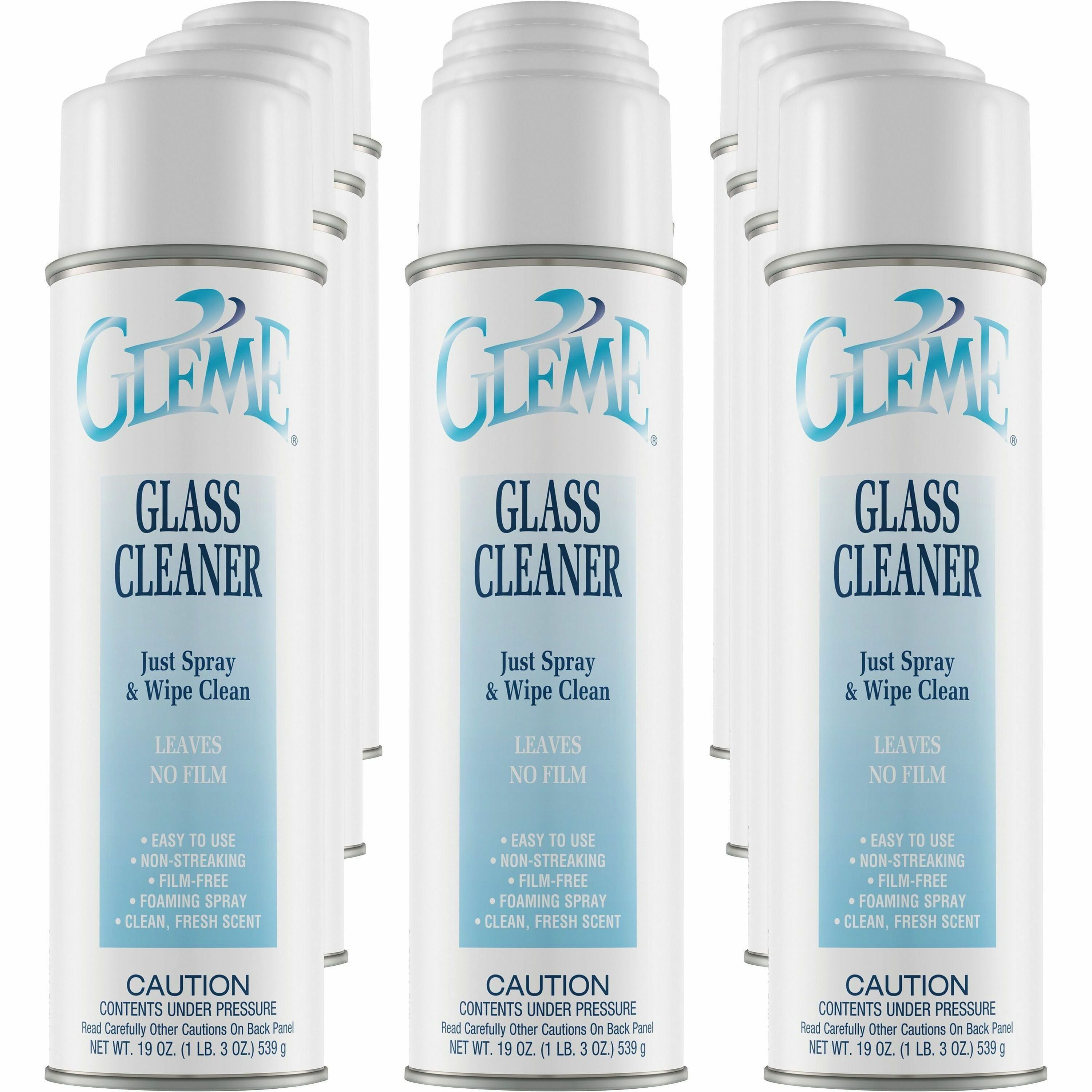 Claire Gleme Glass Cleaner - Ready-To-Use - 20 fl oz (0.6 quart) - 19 oz (1.19 lb)Can - 12 / Dozen - Long Lasting, Non-drip, Non-streaking, Ammonia-free, Quick Drying, Pleasant Scent, Rinse-free - White - 1