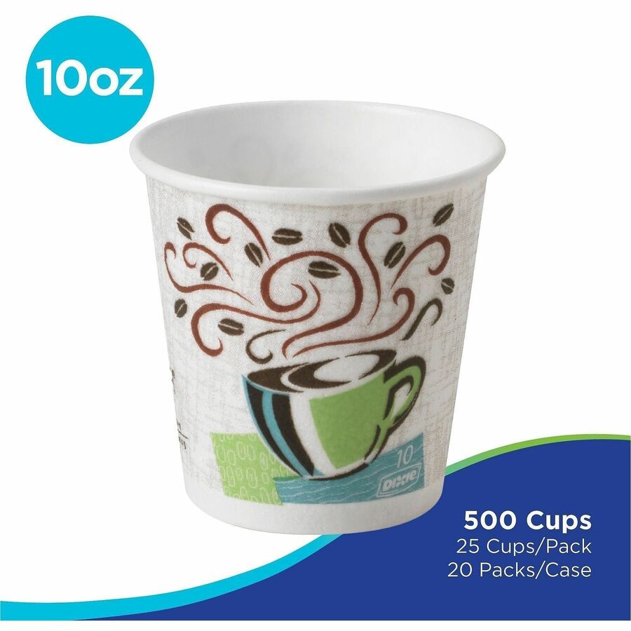 Dixie PerfecTouch 10 oz Insulated Paper Hot Coffee Cups by GP Pro - 25 / Pack - 20 / Carton - White - Paper - Hot Drink