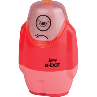 Serve E-Bot Eraser & Sharpener - 2 Hole(s) - Plastic - Multicolor - 1 Each