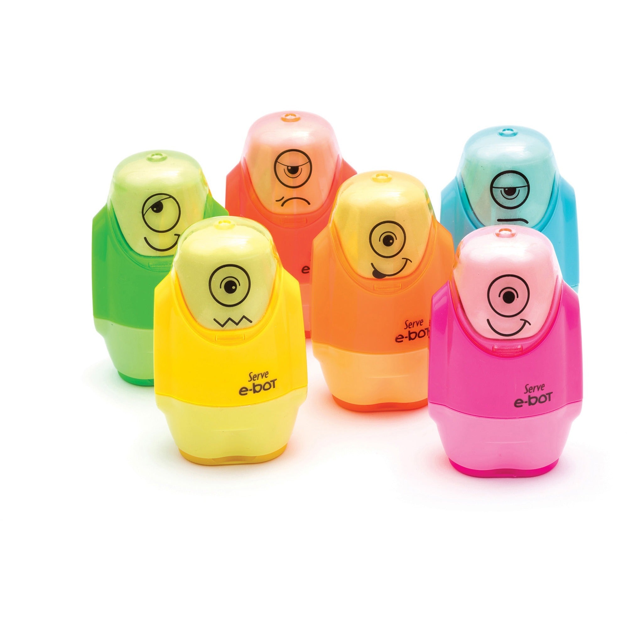 serve-e-bot-eraser-&-sharpener-2-holes-plastic-multicolor-1-each_srvebot9ktkr - 1