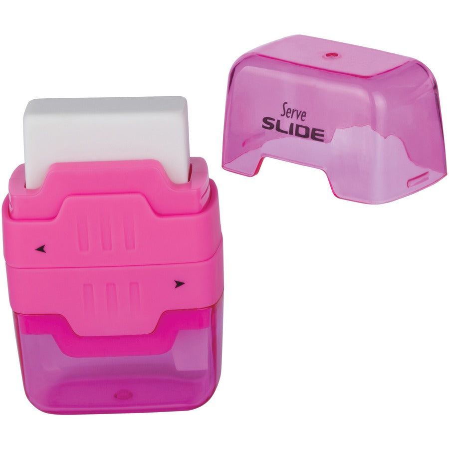 Serve Slide Eraser & Sharpener - Plastic - Multicolor - 1 Each