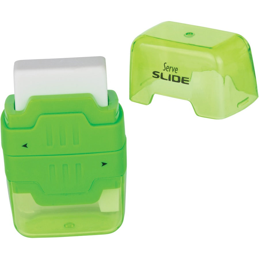 Serve Slide Eraser & Sharpener - Plastic - Multicolor - 1 Each