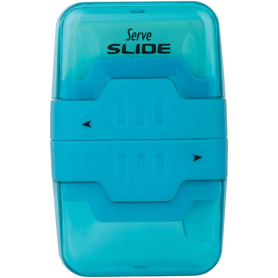 Serve Slide Eraser & Sharpener - Plastic - Multicolor - 1 Each